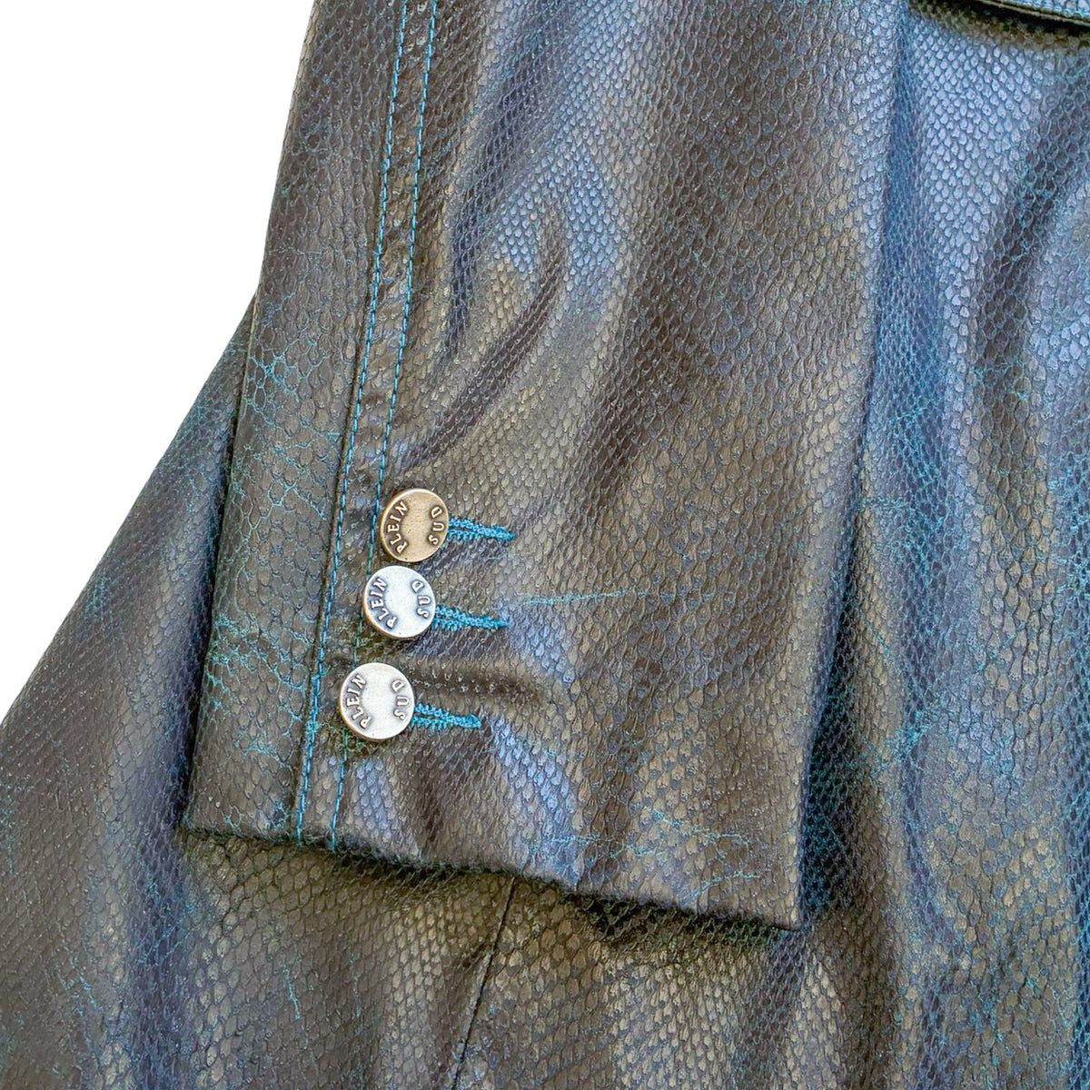 Plein Sud 2000s Midnight Faux Python Leather Coat
