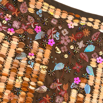Press&Bastyan 2000 Bronze Garden Embroidered Midi Skirt