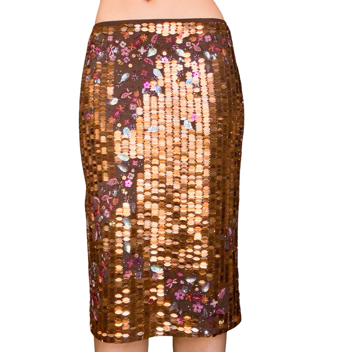 Press&Bastyan 2000 Bronze Garden Embroidered Midi Skirt