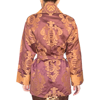 Handmade 70's Raw Silk Jacquard Kimono