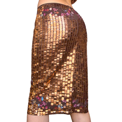 Press&Bastyan 2000 Bronze Garden Embroidered Midi Skirt