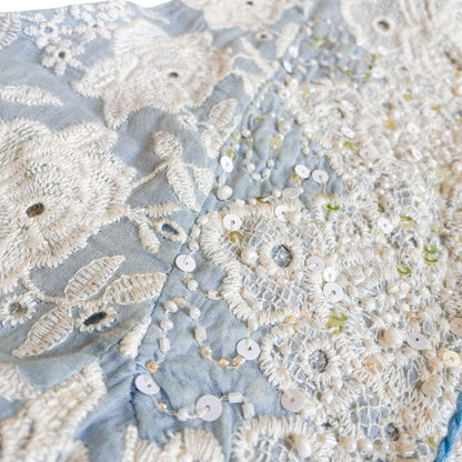 Italian VTG Sky Blue Sequin Eyelet Blouse