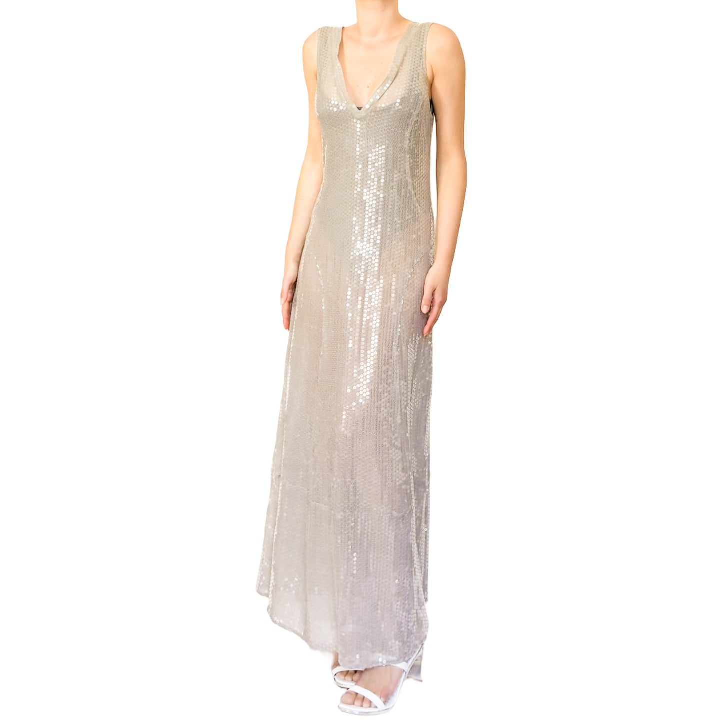 Rifat Ozbek 1996 sequins maxi dress