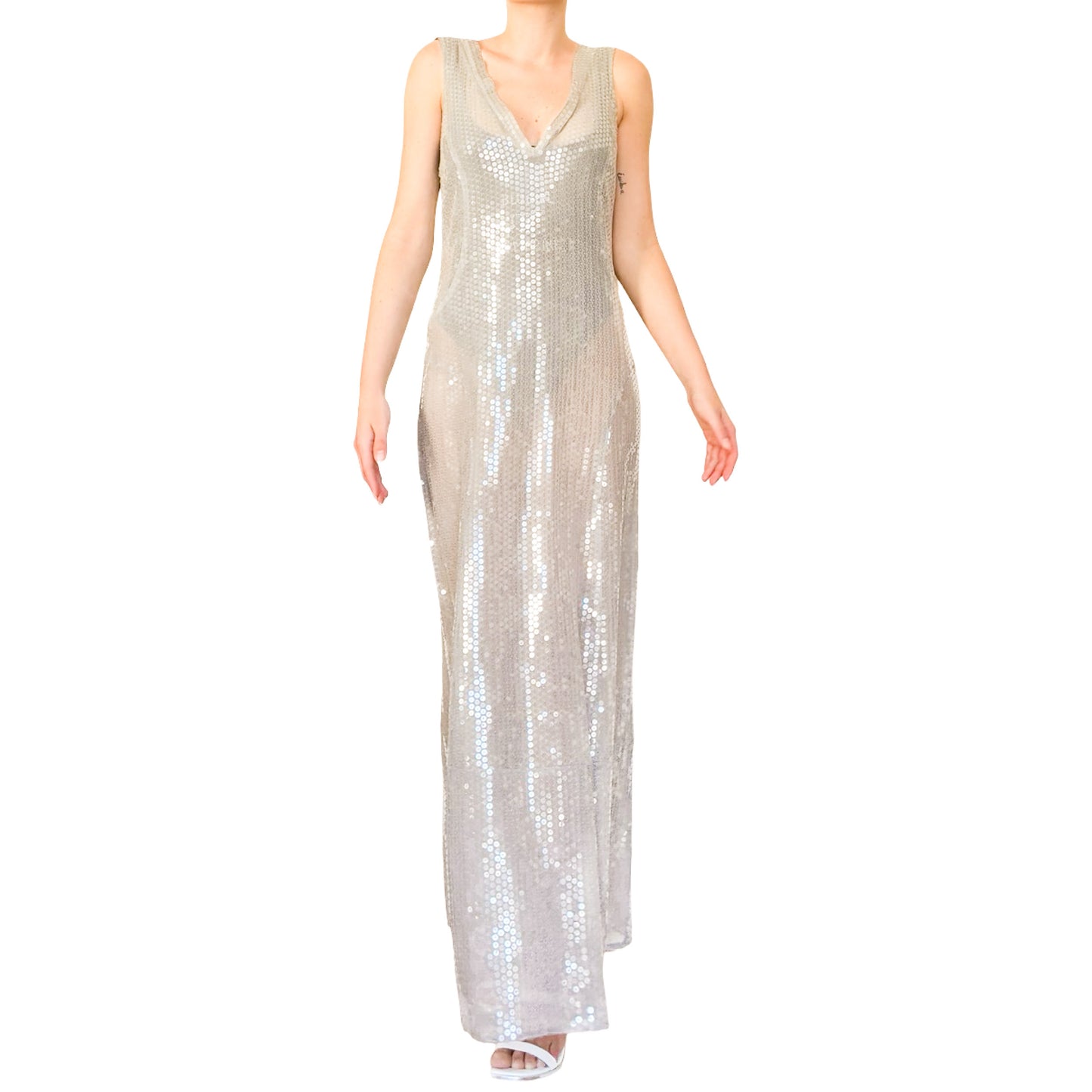 Rifat Ozbek 1996 sequins maxi dress