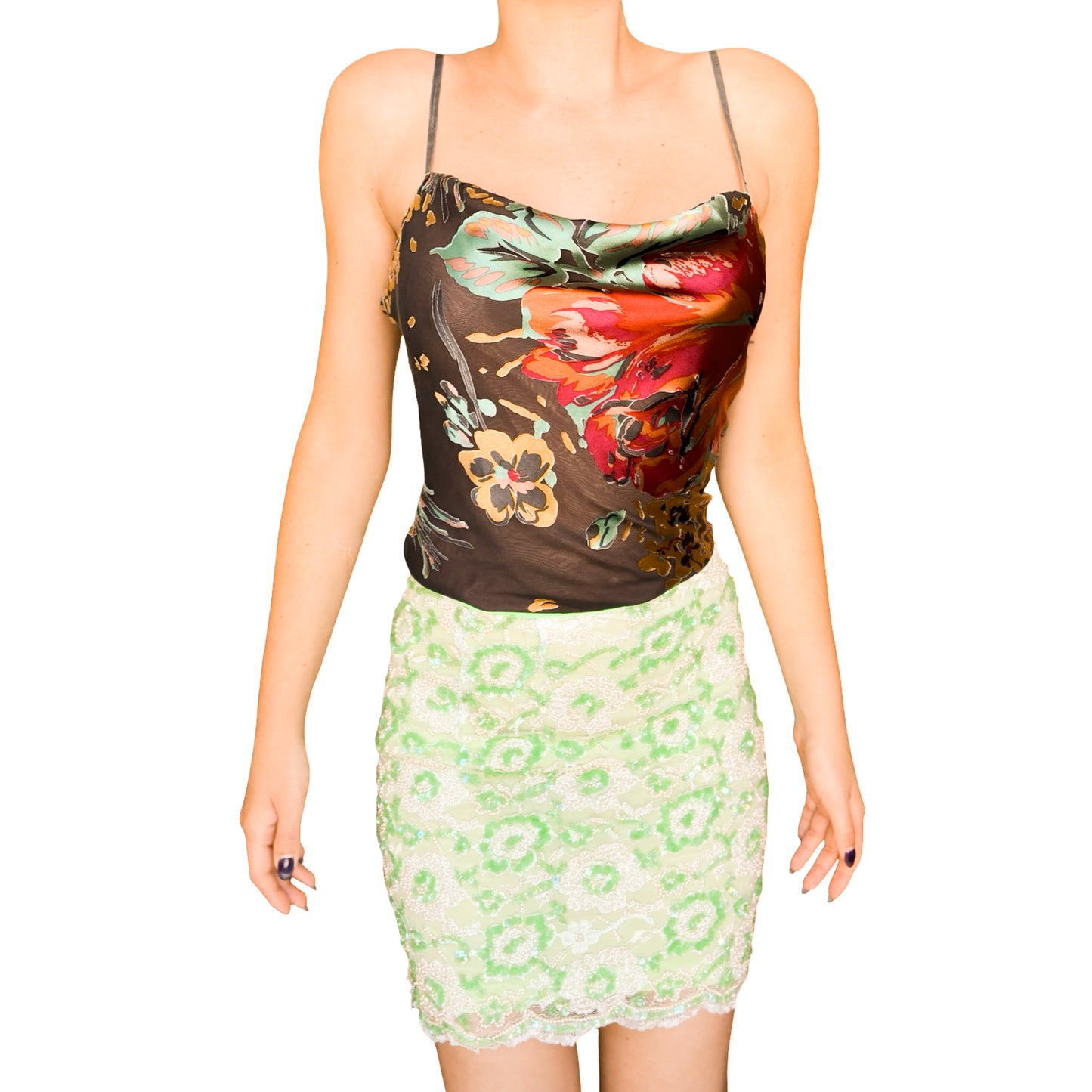 La Perla 90's  Beaded Lace Micro Mini Skirt