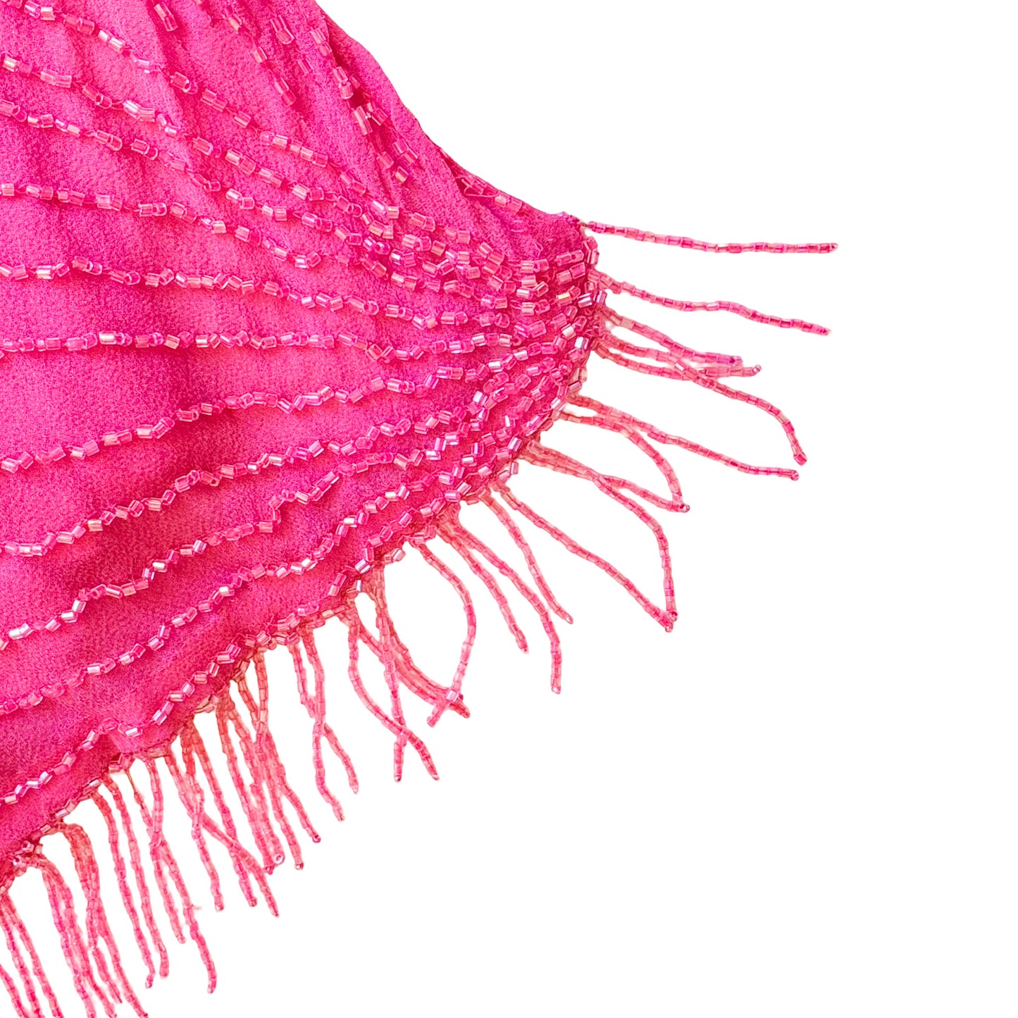 Italian  Designer 90S  Pink Silk Beaded Flower Skirt