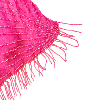 Italian  Designer 90S  Pink Silk Beaded Flower Skirt
