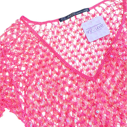 Roberto Cavalli Y2K Barbie Crochet Sequined Top