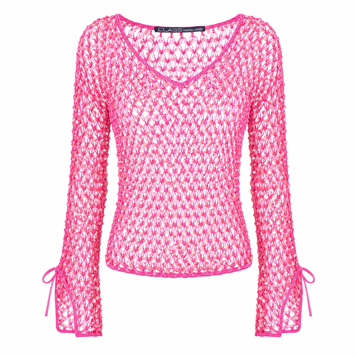 Roberto Cavalli Y2K Barbie Crochet Sequined Top