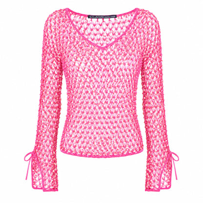 Roberto Cavalli Y2K Barbie Crochet Sequined Top