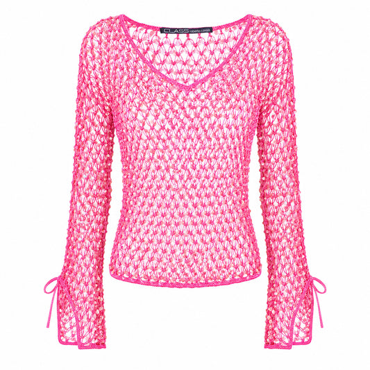 Roberto Cavalli Y2K Barbie Crochet Sequined Top