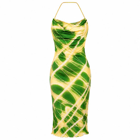Roberto Cavalli Y2K Rhinestone Halter Midi Dress