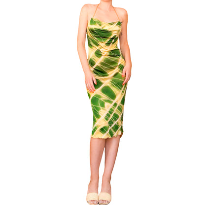 Roberto Cavalli Y2K Rhinestone Halter Midi Dress