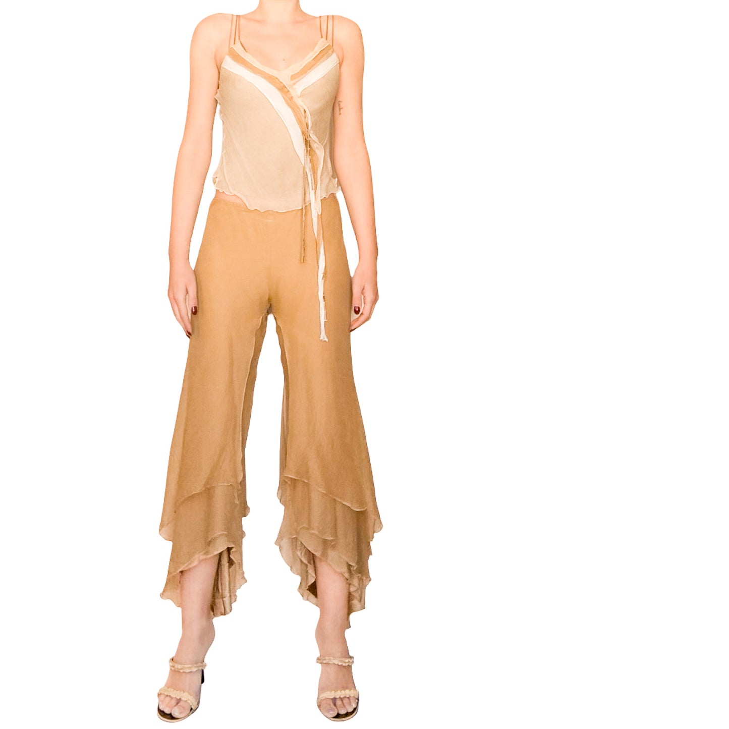 Luxury French Designer VTG silk petal pants set