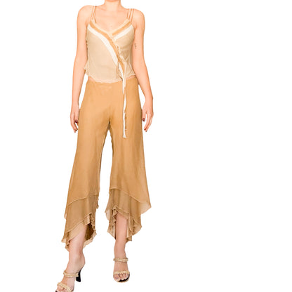 Luxury French Designer VTG silk petal pants set