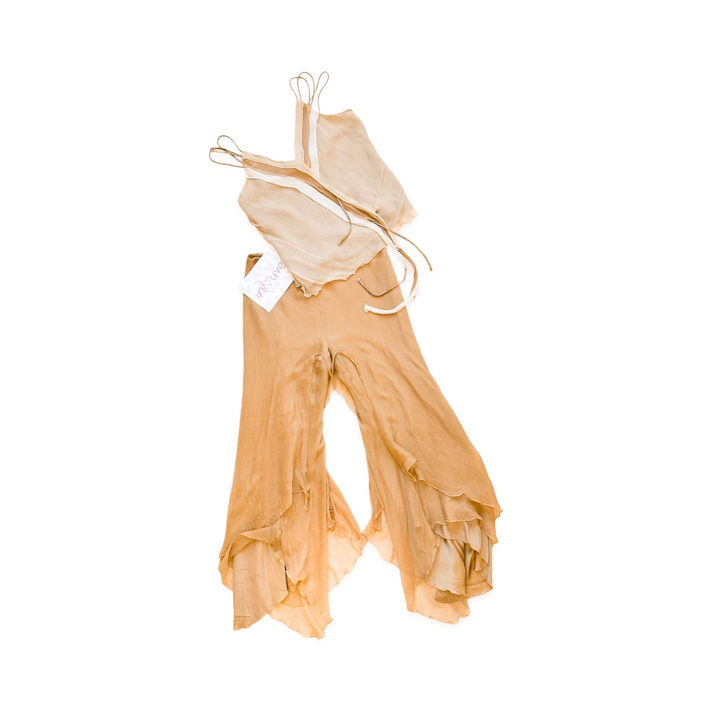 Luxury French Designer VTG silk petal pants set