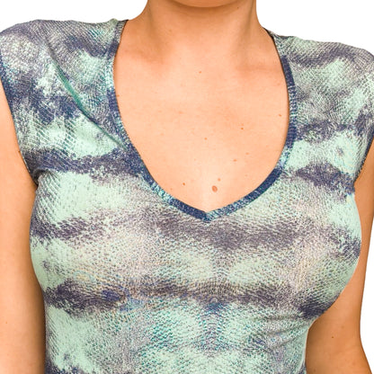 Roberto Cavalli 1999 Aquatic Shimmer Cutout Dress - documented