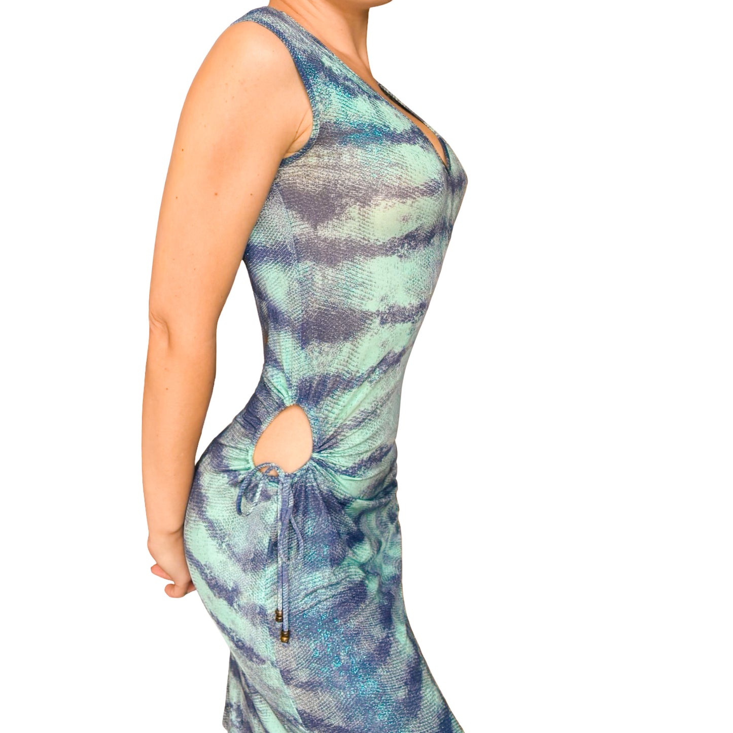 Roberto Cavalli 1999 Aquatic Shimmer Cutout Dress - documented