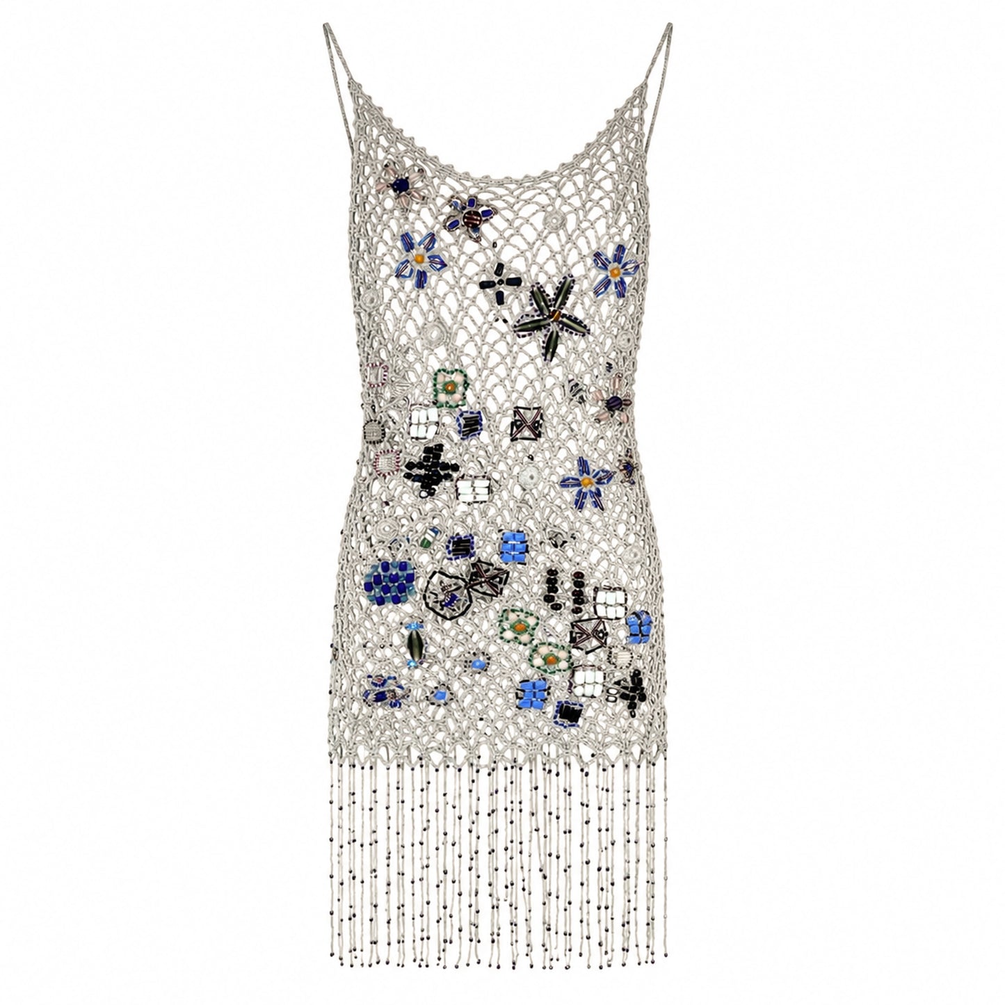 Italian Handmade 90s Jewelled Crochet Open-Back Top