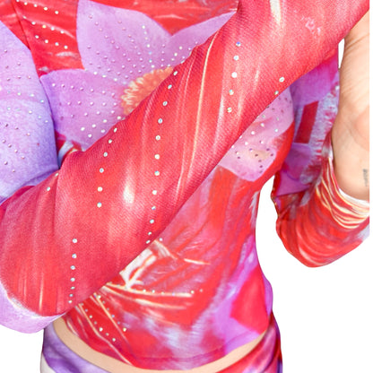 Roberto Cavalli 2000 Floral Swarovski Mesh & Silk Skirt Set