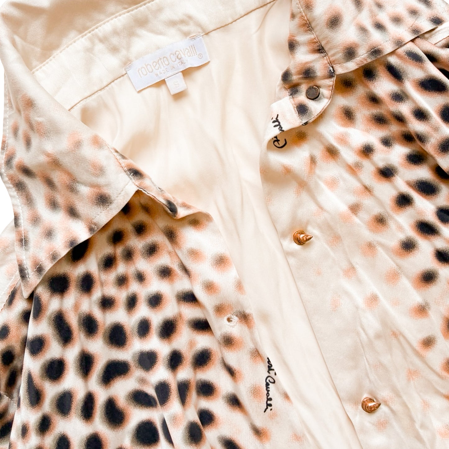 Roberto Cavalli 2002 Leopard Print Silk Shirt - documented