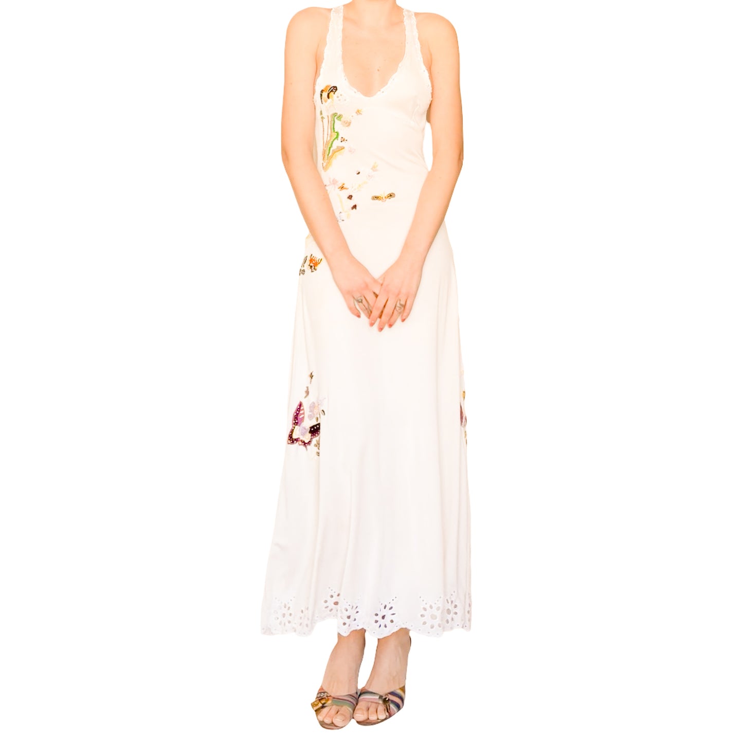 Roberto Cavalli VTG Silk Embroidered Garden Maxi Dress