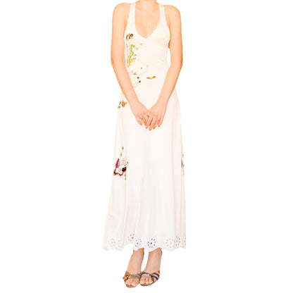 Roberto Cavalli VTG Silk Embroidered Garden Maxi Dress