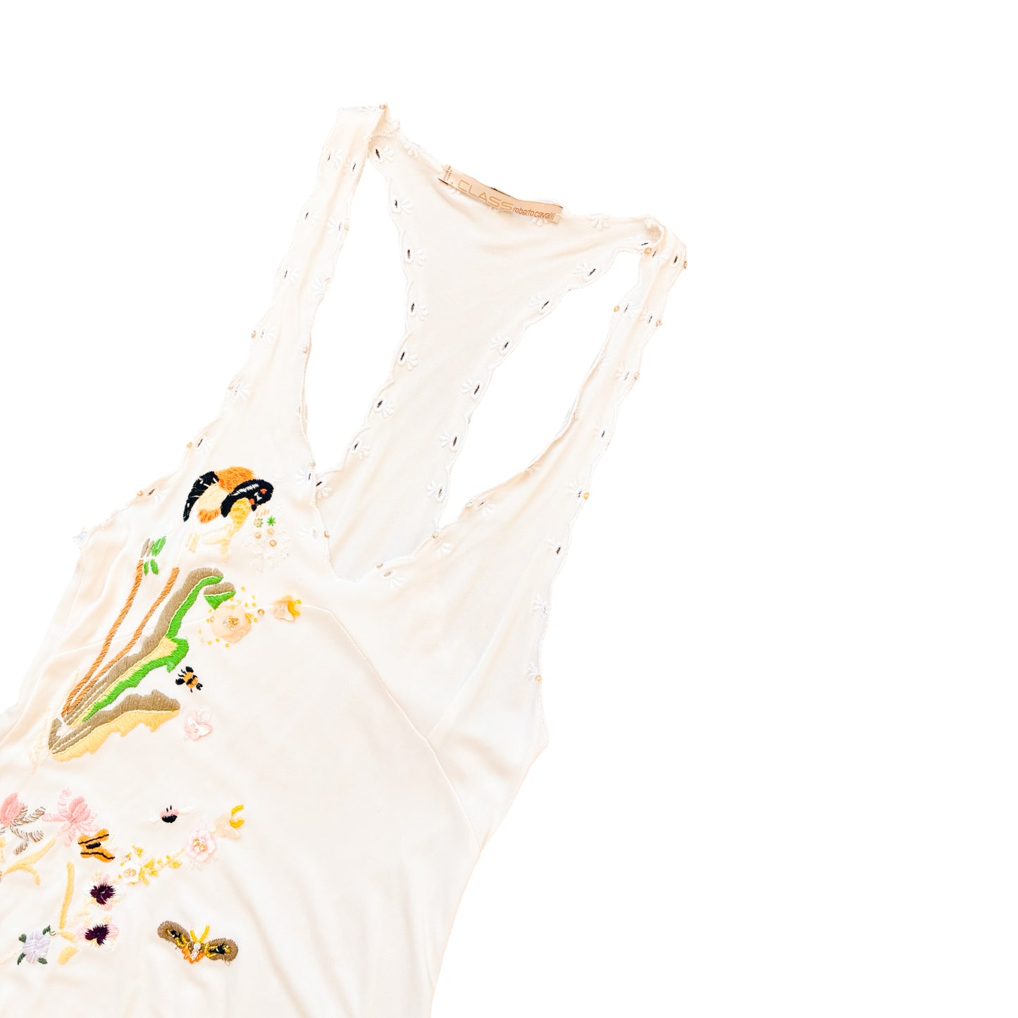 Roberto Cavalli VTG Silk Embroidered Garden Maxi Dress
