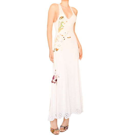 Roberto Cavalli VTG Silk Embroidered Garden Maxi Dress