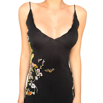 Roberto Cavalli VTG Embroidered Silk Slip