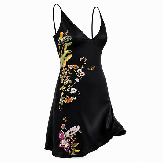 Roberto Cavalli VTG Embroidered Silk Slip