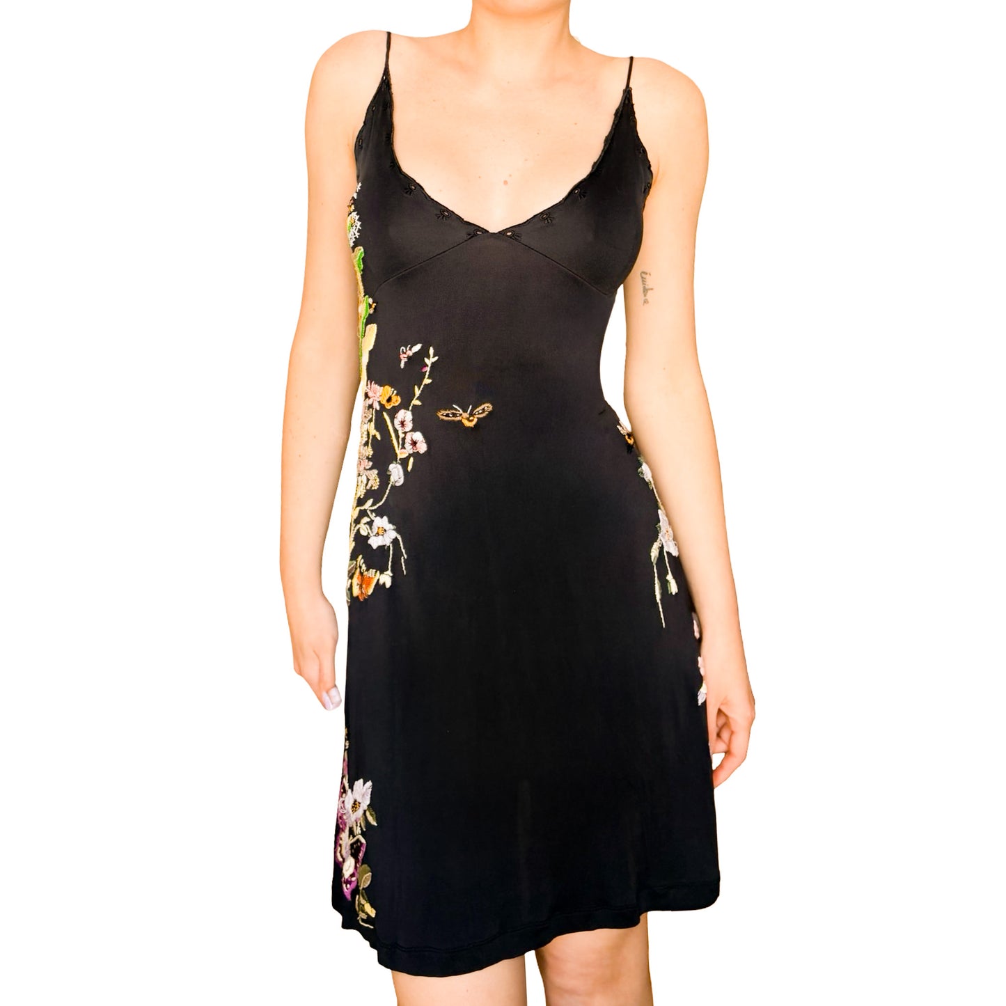 Roberto Cavalli VTG Embroidered Silk Slip