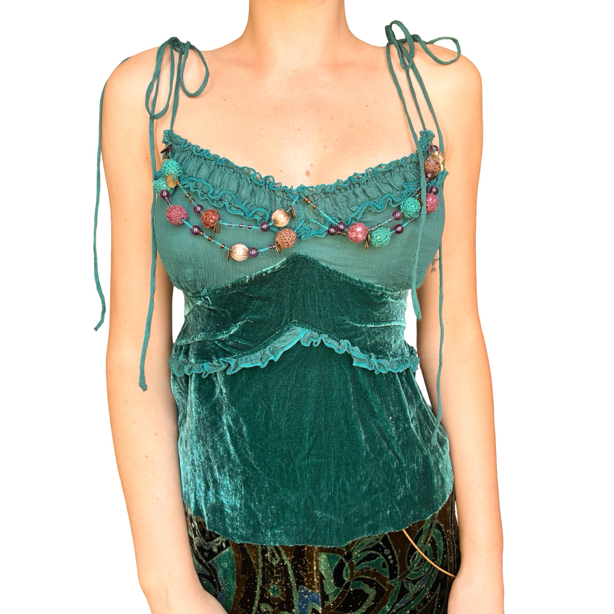 French designer Velvet Embellished Camisole