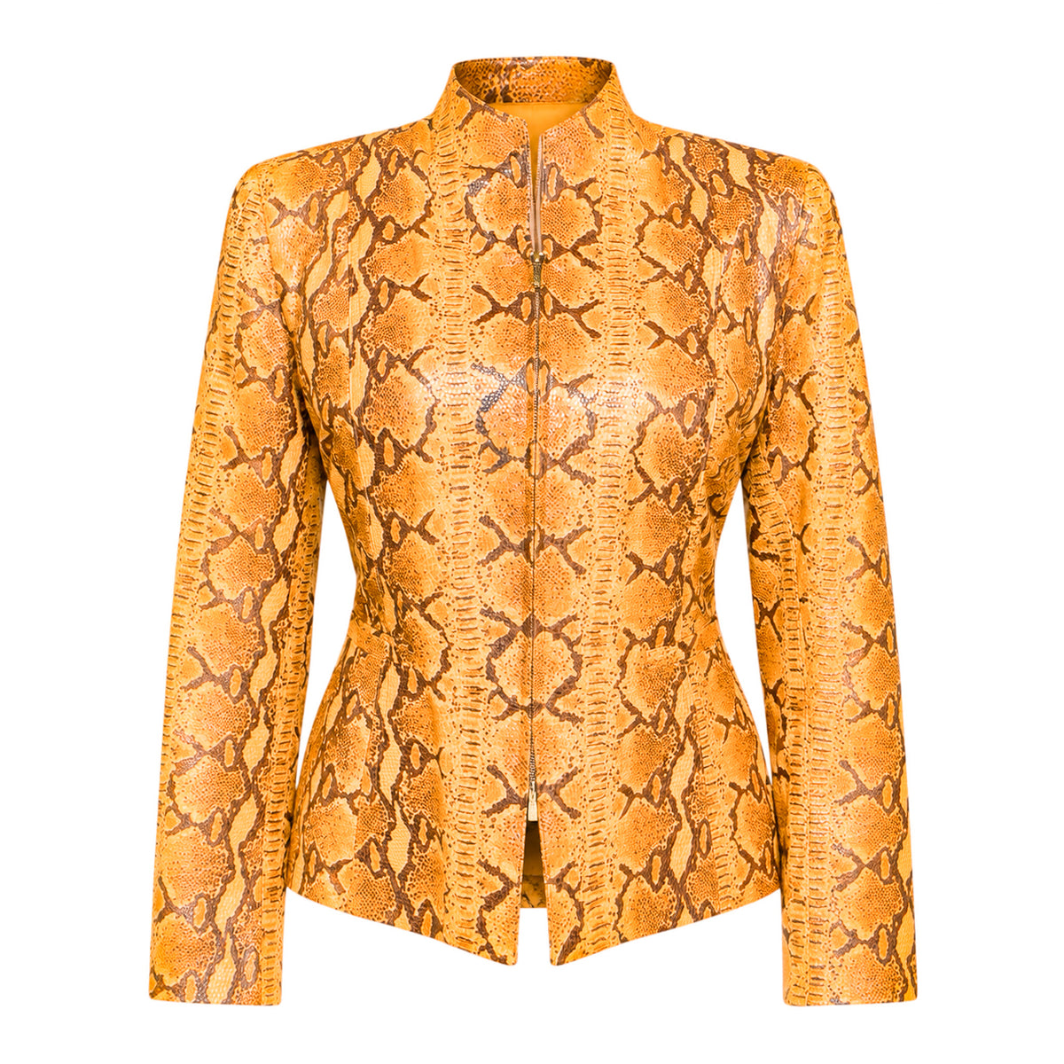 Spanish Designer VTG Python-Effect Patent Leather Jacket