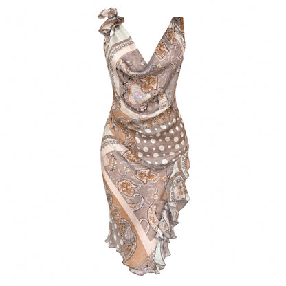 Italian 2000s "Scarf" Silk Draped Dress