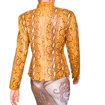 Spanish Designer VTG Python-Effect Patent Leather Jacket