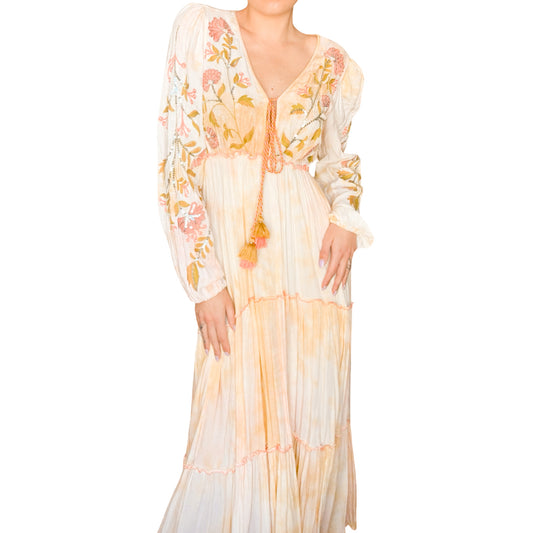 Spanish Vintage Ibiza Peach Tie-Dye Maxi
