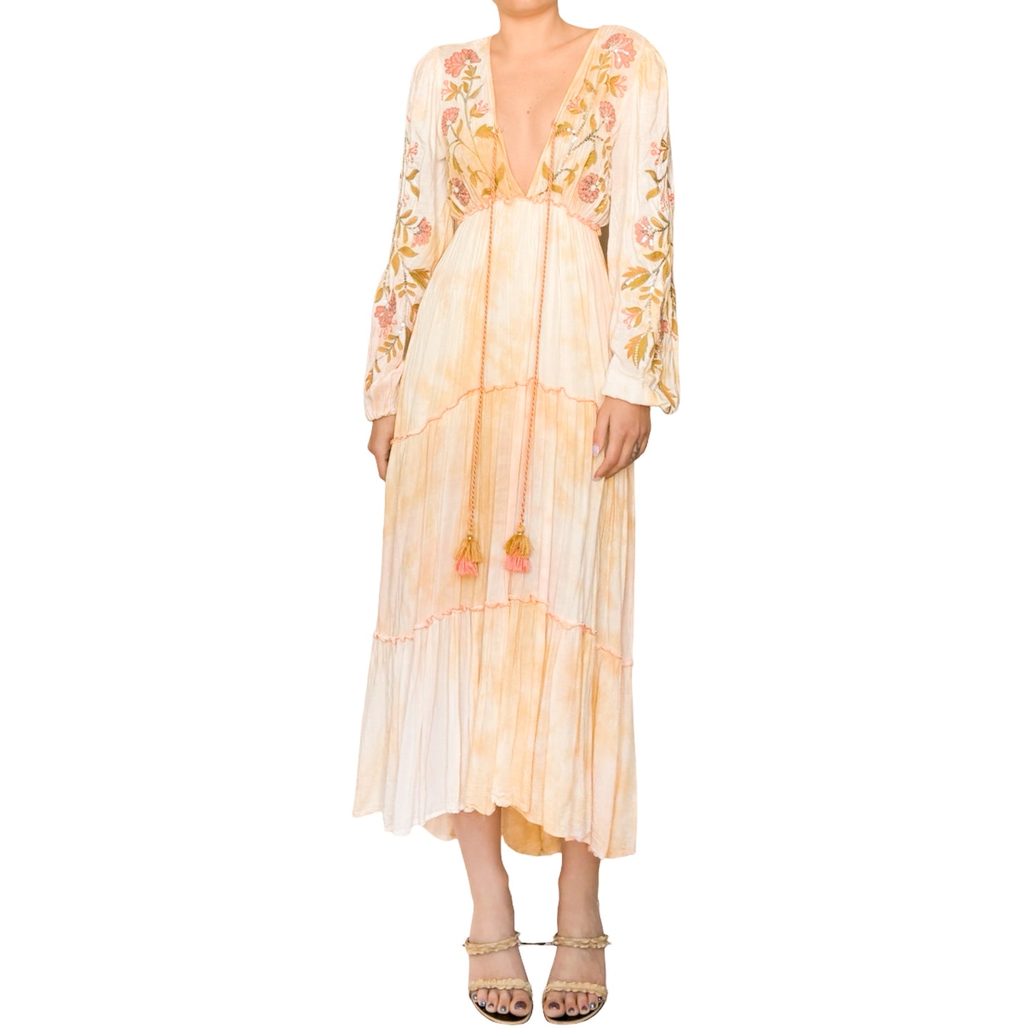Spanish Vintage Ibiza Peach Tie-Dye Maxi