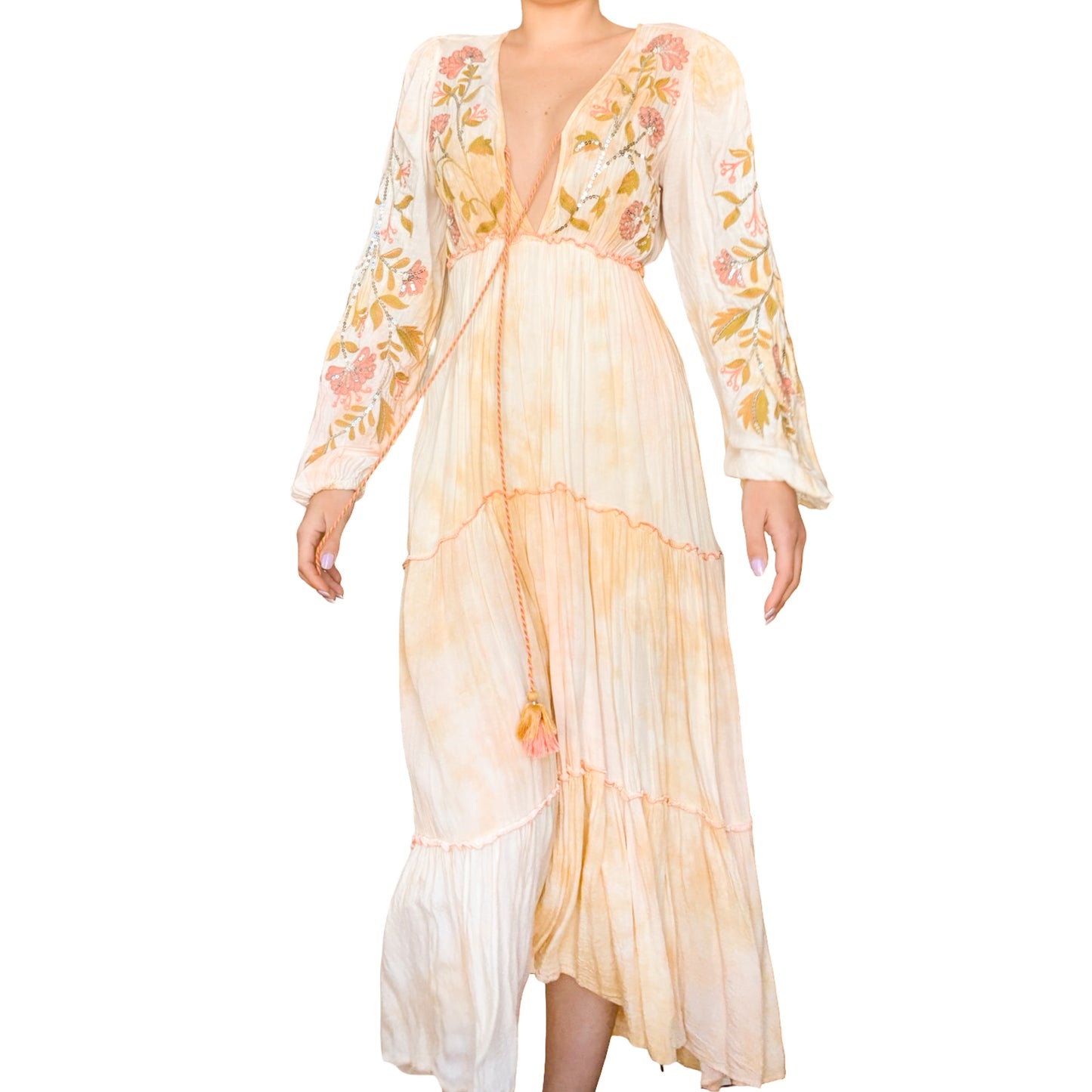 Spanish Vintage Ibiza Peach Tie-Dye Maxi