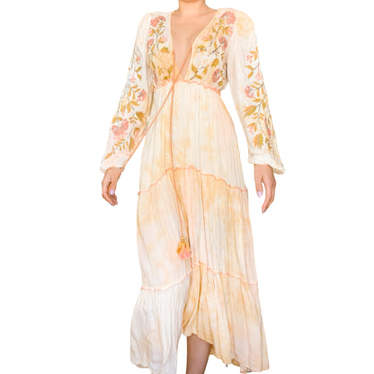 Spanish Vintage Ibiza Peach Tie-Dye Maxi