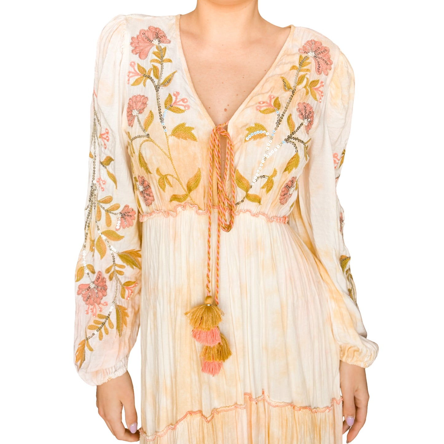Spanish Vintage Ibiza Peach Tie-Dye Maxi