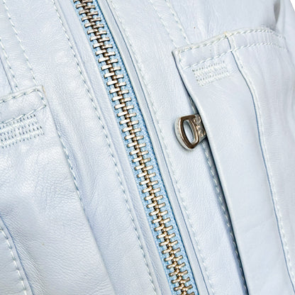 D&G 2000s iced blue leather biker jacket