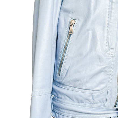 D&G 2000s iced blue leather biker jacket