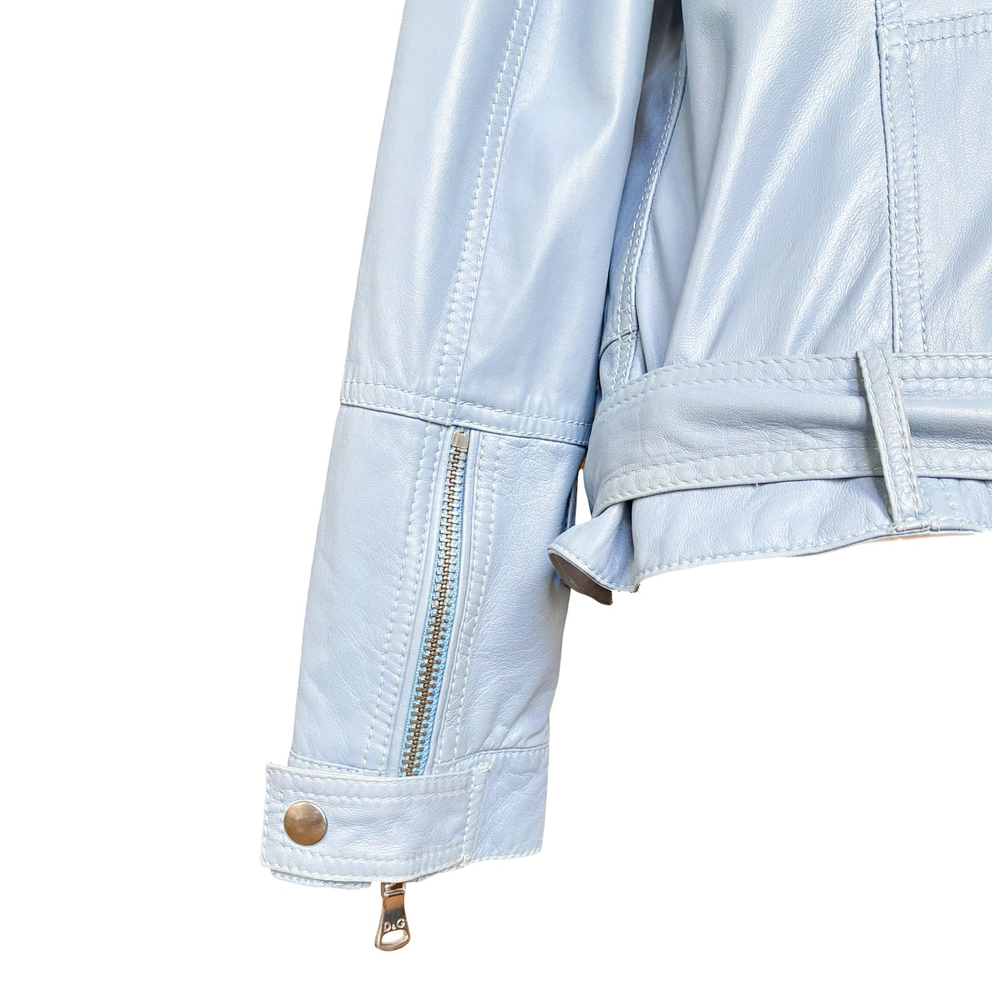 D&G 2000s iced blue leather biker jacket