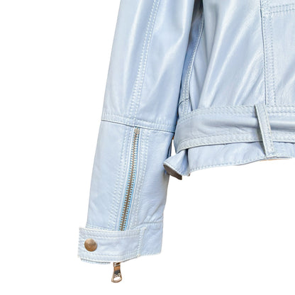 D&G 2000s iced blue leather biker jacket
