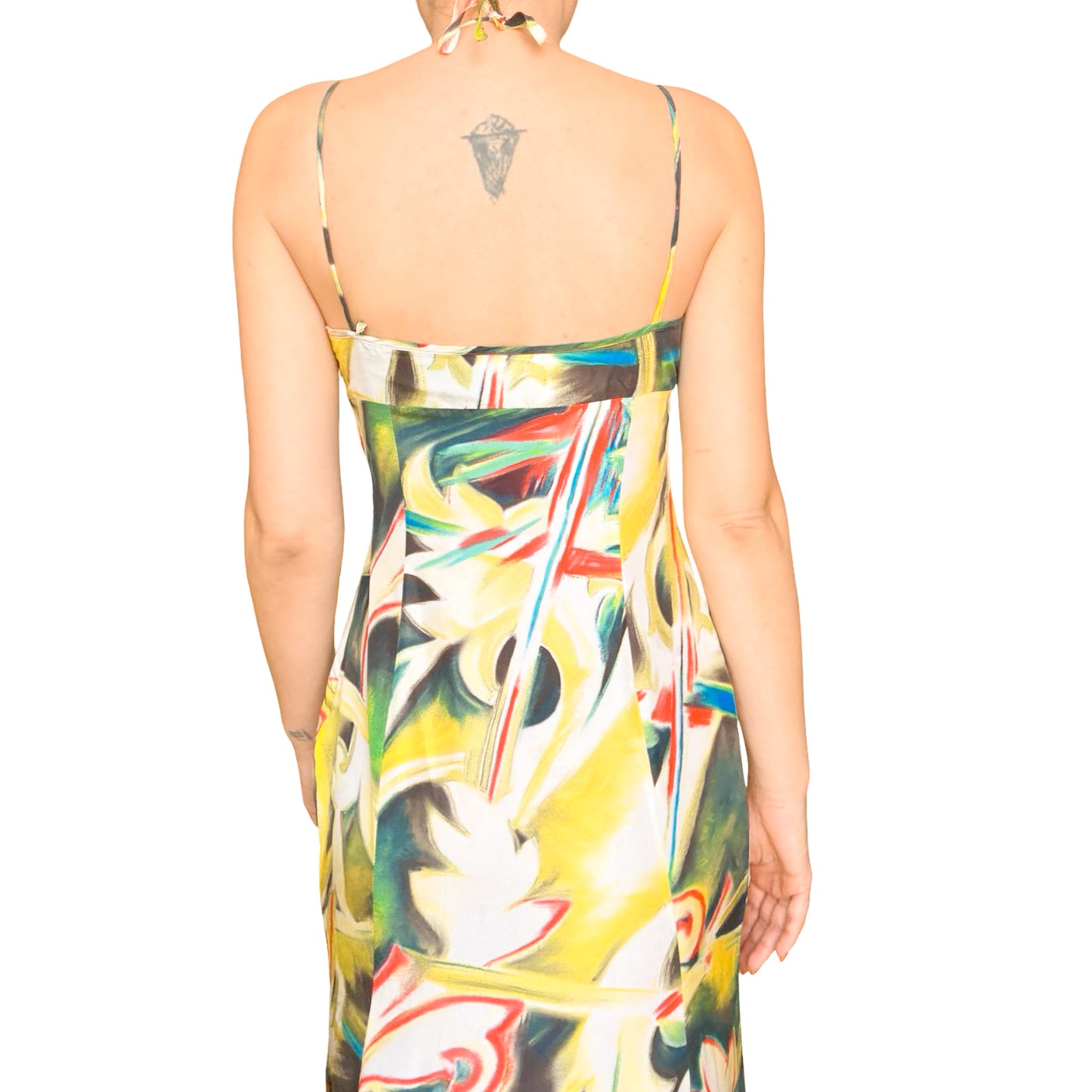 Versace 2000S Abstract Floral Silk Gown
