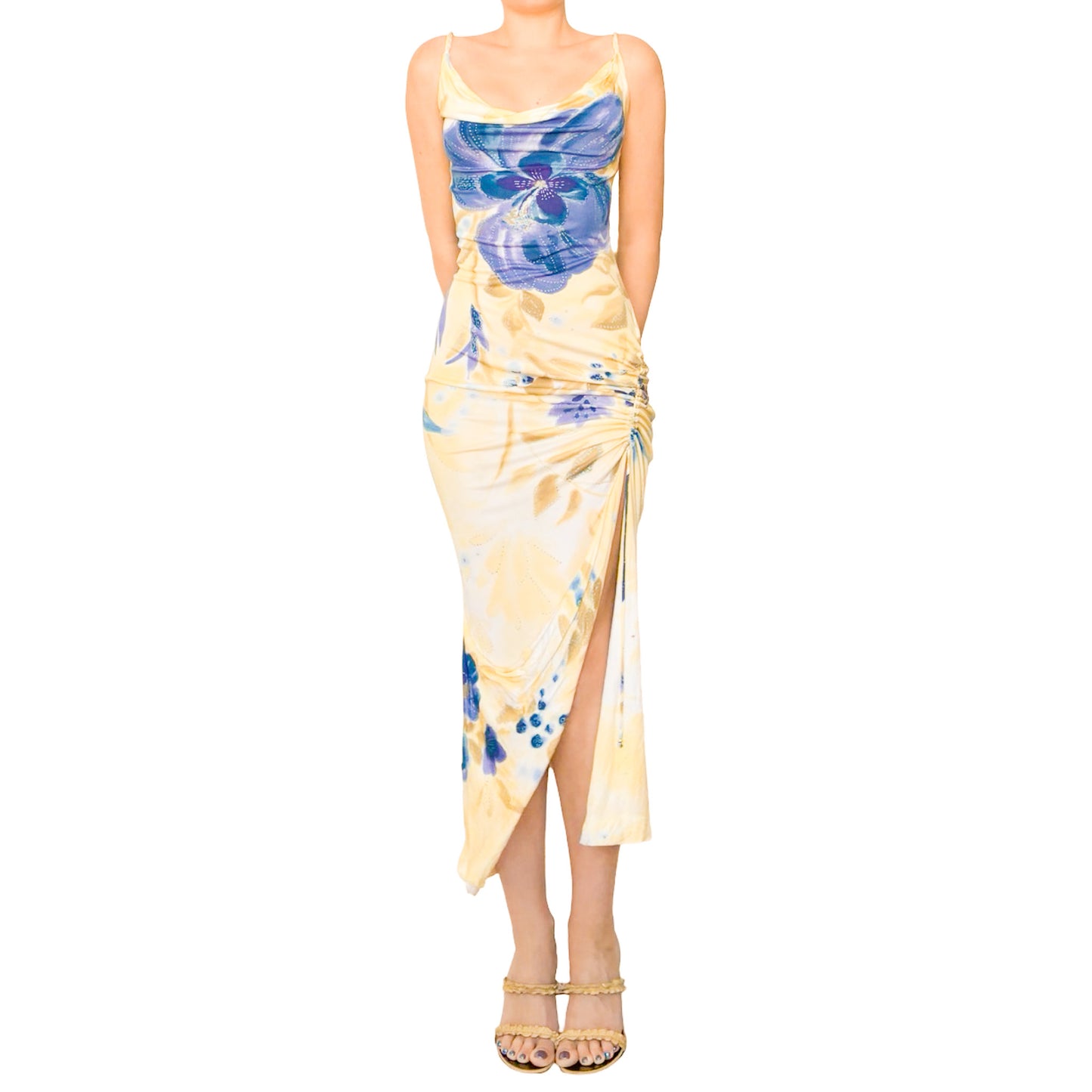 Voyage 90s Blue Iris Slit Maxi Dress