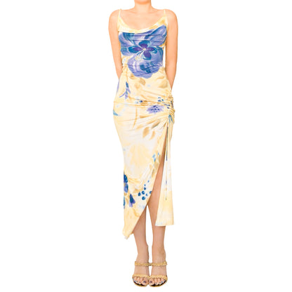 Voyage 90s Blue Iris Slit Maxi Dress