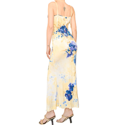 Voyage 90s Blue Iris Slit Maxi Dress