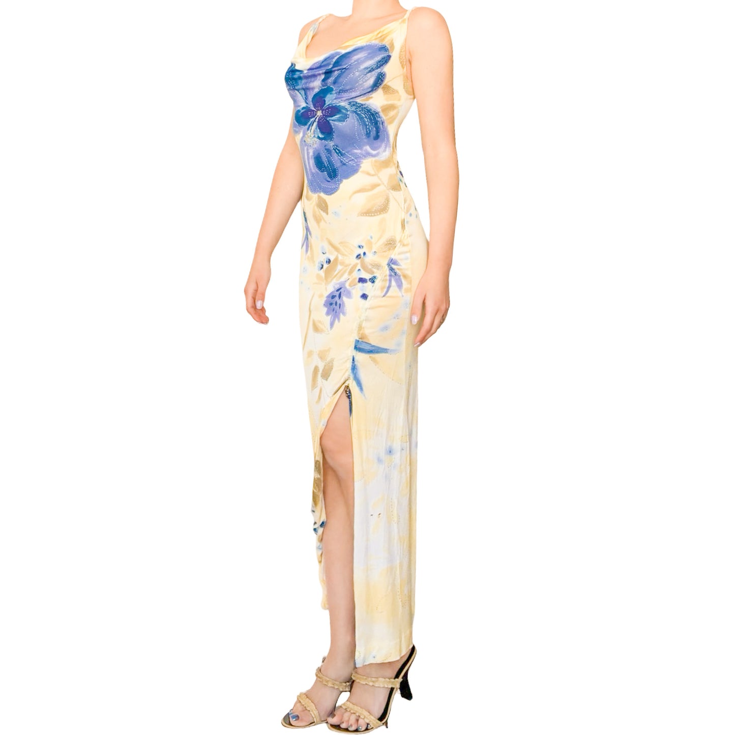 Voyage 90s Blue Iris Slit Maxi Dress